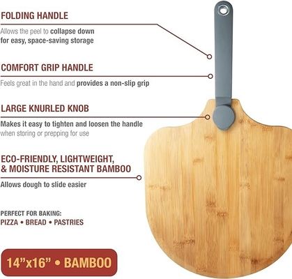 14X16Inch Custom Size Home Made Bamboo Foldable Paddle Pizza Peel All-Season Friendly