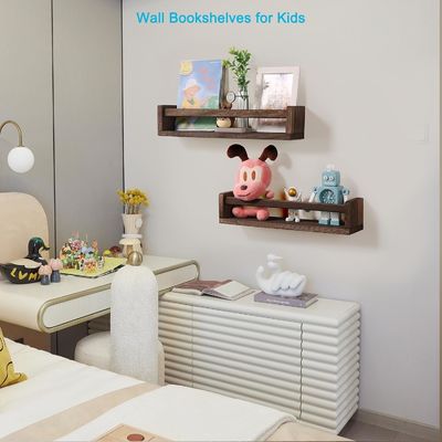 2 Wood Floating Shelves Book Storage Holders Racks for Kids Room or Kitchen Spice Rack