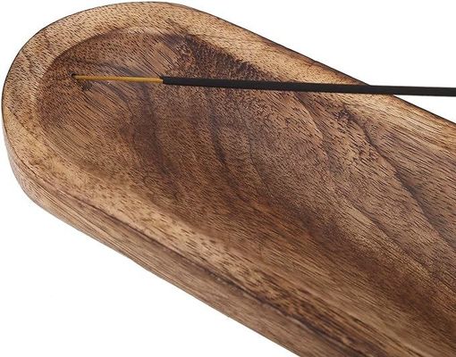 Gift Craft Wooden Brown Incense Burner Stick Holder Tray for Fragrance Room Decor