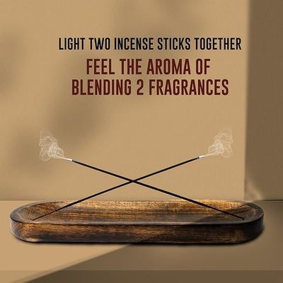 Gift Craft Wooden Brown Incense Burner Stick Holder Tray for Fragrance Room Decor