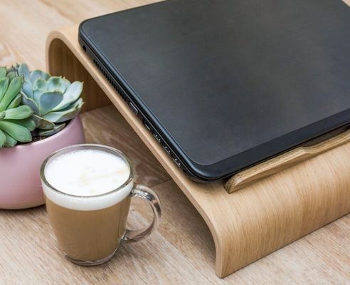 Functional Wooden Laptop Stand Space Saving Cooling Ventilation Computer Desk Raiser