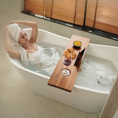Sustainable Bathtub Caddy Tray Anti-Tipping Large Bath Tub Tray for Wooden Accessories