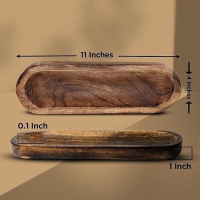 Gift Craft Wooden Brown Incense Burner Stick Holder Tray for Fragrance Room Decor