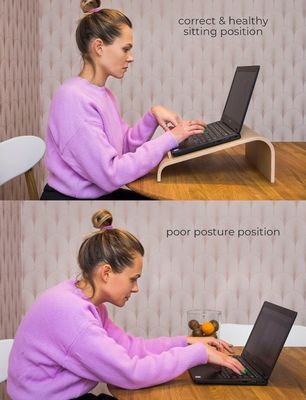 Functional Wooden Laptop Stand Space Saving Cooling Ventilation Computer Desk Raiser