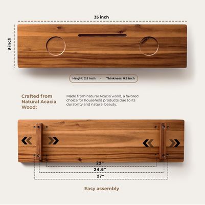 Sustainable Bathtub Caddy Tray Anti-Tipping Large Bath Tub Tray for Wooden Accessories