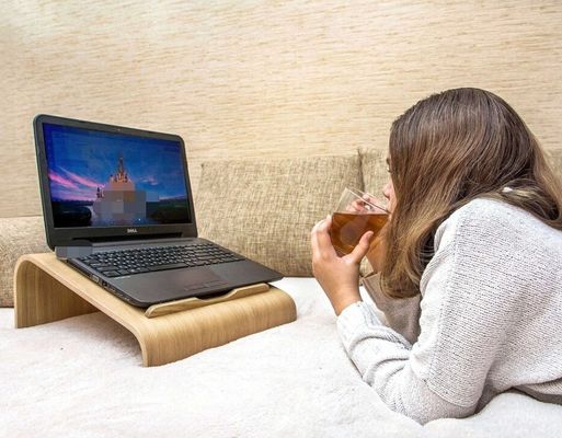 Functional Wooden Laptop Stand Space Saving Cooling Ventilation Computer Desk Raiser