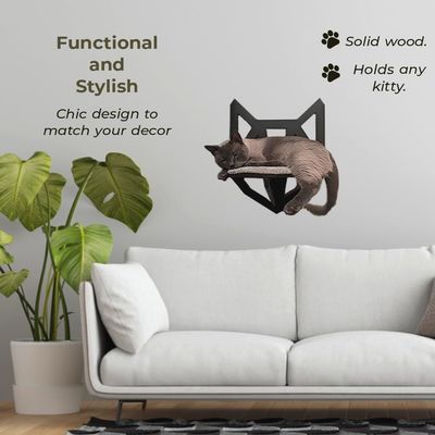 Function Save Space Wall Mounted Cat Shelf with Shelves Perches and Hanging Bed