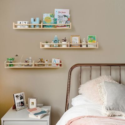 Wall Hanging Shelf Set of 3 Wood Floating Bookshelves for Kids' Room Decor and Storage