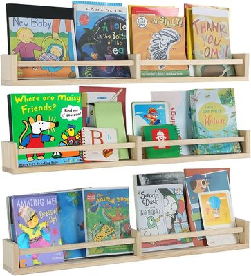 Wall Hanging Shelf Set of 3 Wood Floating Bookshelves for Kids' Room Decor and Storage