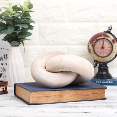 Hand Carved Wood Chain Link Decor Rustic Natural Style for Living Room Decoration