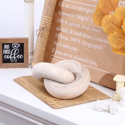 Hand Carved Wood Chain Link Decor Rustic Natural Style for Living Room Decoration