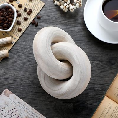 Hand Carved Wood Chain Link Decor Rustic Natural Style for Living Room Decoration