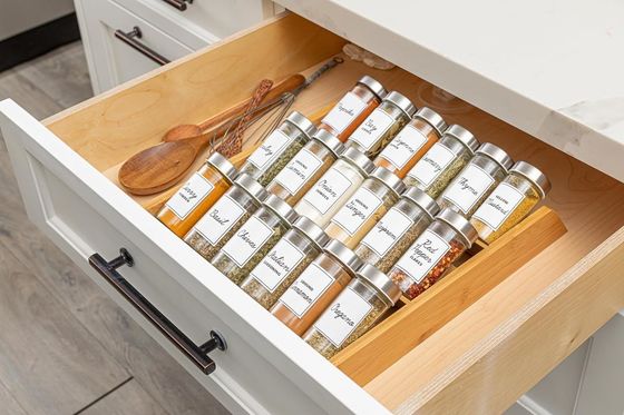 Plain Wooden Box Kitchen Canister Sauce Cooking Olive Oil Vinegar Bottle 18 Jar Bamboo Compact Spice Organizer