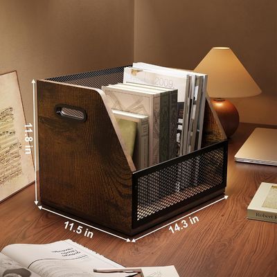 Retro Brown Vinyl Record Storage Box for Sturdy LP Record Crate and Functional Design