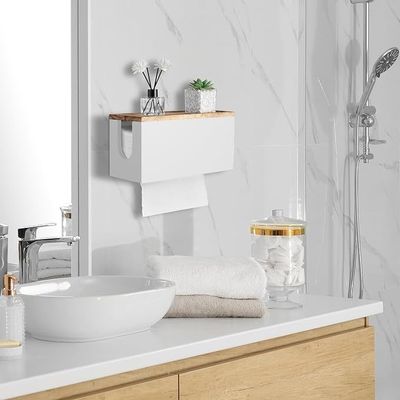 Modern Design Style White Wooden Bathroom Paper Towel Dispenser with Lid High Quantity