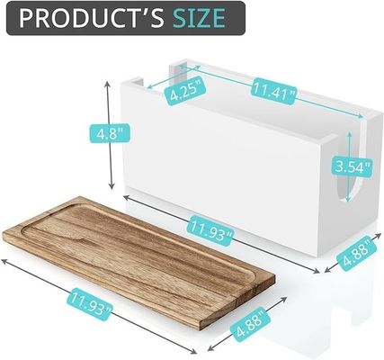 Modern Design Style White Wooden Bathroom Paper Towel Dispenser with Lid High Quantity