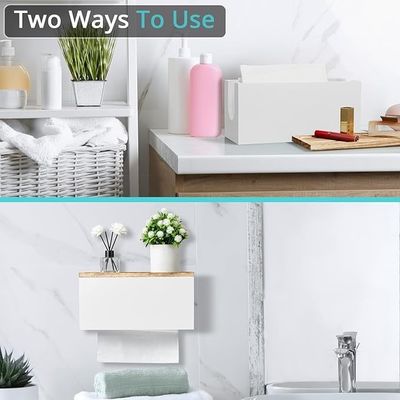 Modern Design Style White Wooden Bathroom Paper Towel Dispenser with Lid High Quantity