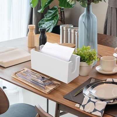 Modern Design Style White Wooden Bathroom Paper Towel Dispenser with Lid High Quantity