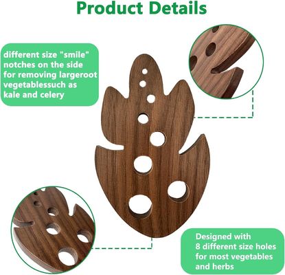 OEM/ODM Acceptable Bamboo Herb Peeler for Stripping Kale Chard Collard Greens 8 Holes