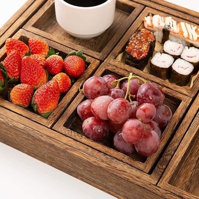 Set of 7 Acacia Wooden Serving Trays Rustic Style with Handle and Free Sample Charge