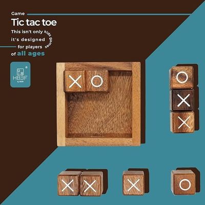 Handmade 4 Inch Wooden Tic Tac Toe Coffee Table for Desk and Living Room Decoration