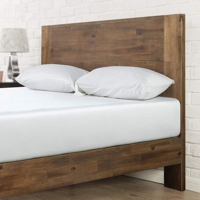 High Quantity Pine Wood Platform Bed Frame with Headboard and Wooden Slat Support