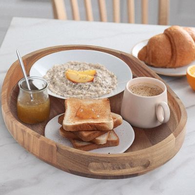 Custom Size 17&quot;x13&quot; Wooden Round Decorative Tray for Living Room Printing Laser Engrave