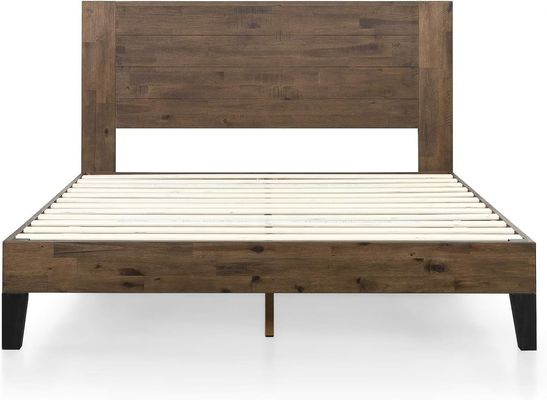 High Quantity Pine Wood Platform Bed Frame with Headboard and Wooden Slat Support