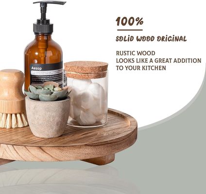Silk-screen Printing Wooden Round Decorative Tray 10&quot; Wood Organizer for Bathroom Counter