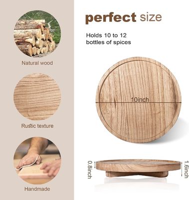 Silk-screen Printing Wooden Round Decorative Tray 10&quot; Wood Organizer for Bathroom Counter