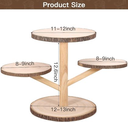 Customized Designs 4 Tier Bamboo Cupcake Stand for Party Fruits Snacks Serving Tray