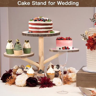 Customized Designs 4 Tier Bamboo Cupcake Stand for Party Fruits Snacks Serving Tray