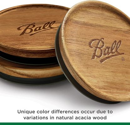Customized Ball Jar Wooden Lids Regular Brown with Bamboo Lids in Wooden Plain Color