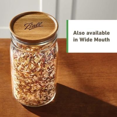 Customized Ball Jar Wooden Lids Regular Brown with Bamboo Lids in Wooden Plain Color