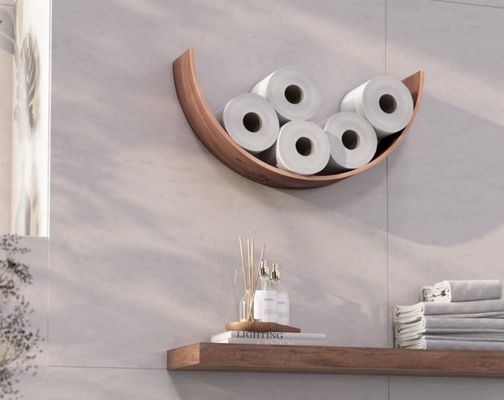 Curved Wooden Shelf Toilet Paper Holder The Perfect Combination of Form and Function