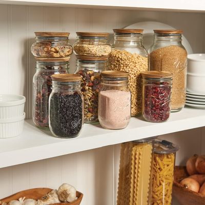 Customized Ball Jar Wooden Lids Regular Brown with Bamboo Lids in Wooden Plain Color