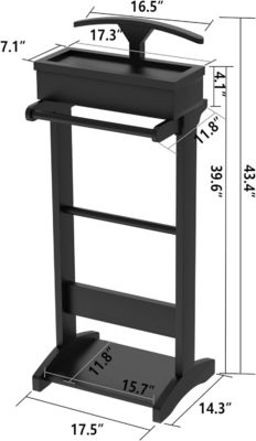 Customized Logo Wood Clothes Rack with Shelves and Valet Stand