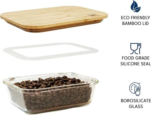 Functional and Modern Bamboo Lids Glass Food Storage Set for Living Room Organization