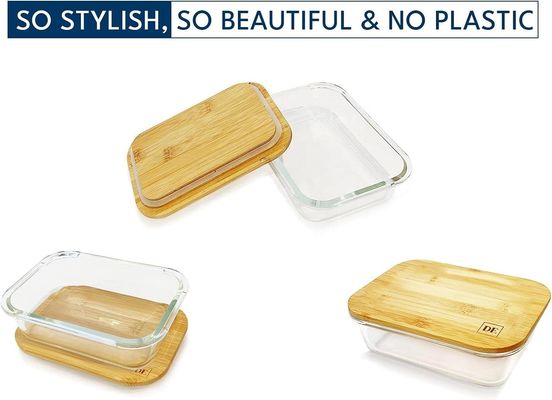 Functional and Modern Bamboo Lids Glass Food Storage Set for Living Room Organization