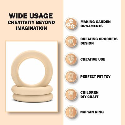 Indoor and Outdoor Room Space 50mm Smooth Wooden Rings Unfinished Wood Circles