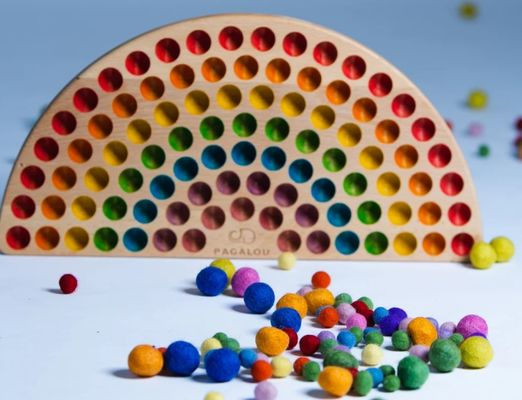 Handmade Wooden Montessori Rainbow Color Learning Toy for 2-4 Years Old As Your Request