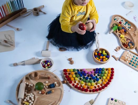 Handmade Wooden Montessori Rainbow Color Learning Toy for 2-4 Years Old As Your Request