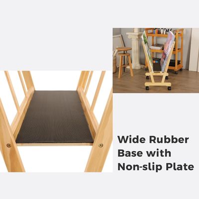 202406 Wooden Large Print Rack with Rolling Casters Customized Logo Bathroom Display and Storage