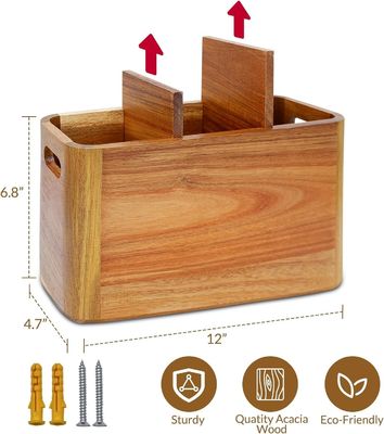 Large Capacity Acacia Wood Storage Box for Kitchen Counter in Solid Wood Structure