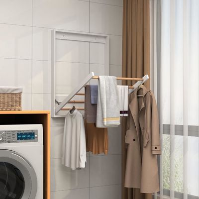 Multifunctional Foldable Wooden Clothing Dryer Racks Wall Mounted Clothes Drying Rack