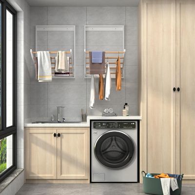 Multifunctional Foldable Wooden Clothing Dryer Racks Wall Mounted Clothes Drying Rack