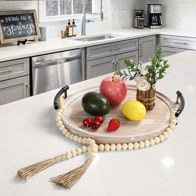 Wooden Round Tray in Plain Color for Modern Kitchen Serving Platter