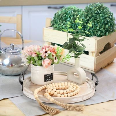 Wooden Round Tray in Plain Color for Modern Kitchen Serving Platter