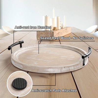 Wooden Round Tray in Plain Color for Modern Kitchen Serving Platter