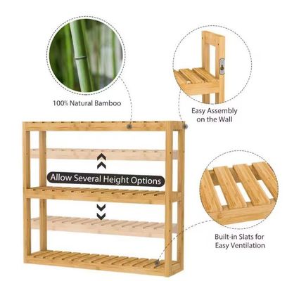 Natural Color 3 Tier Wooden Storage Shelf for Organizing Your Bathroom Essentials